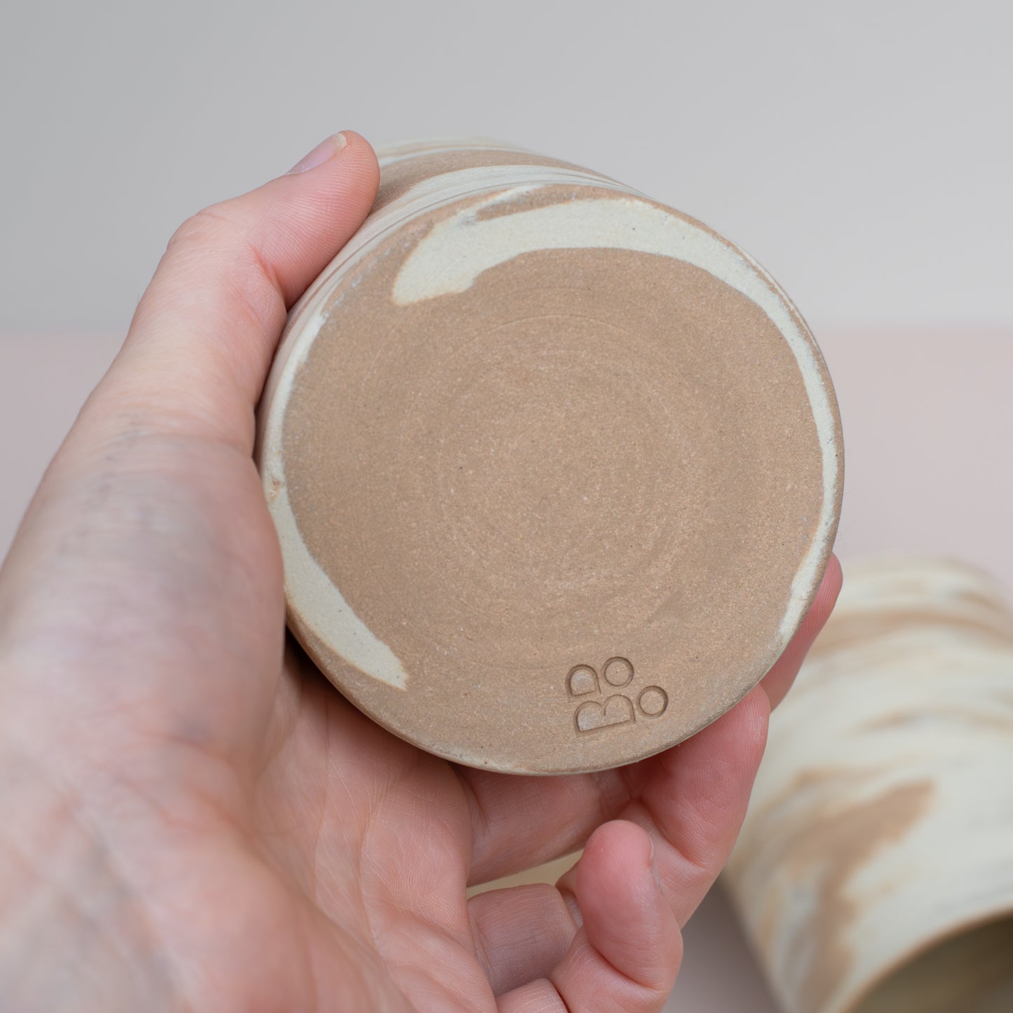 Marmer mok cilinder (terra-bruin/beige)